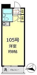 パレロワイヤル弦巻 ワンルームの間取図画像