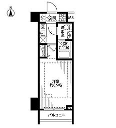 プレール・ドゥーク新宿下落合 1Kの間取図画像