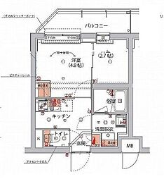 ハーモニーレジデンス神楽坂ヒルズthird 2Kの間取図画像