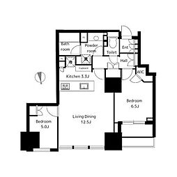 シティタワーズ豊洲ザ・ツインS棟 2LDKの間取図画像