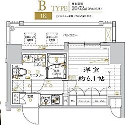レガリス品川サウス 1Kの間取図画像