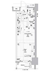 プレミアムキューブ亀戸 1DKの間取図画像