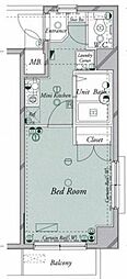 ロイヤルパレス四ッ谷 1Kの間取図画像