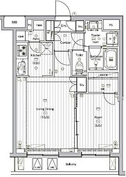 THEPREMIUMCUBEGOSAKI 1LDKの間取図画像
