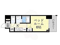 近鉄大阪線 鶴橋駅 徒歩9分の賃貸マンション 11階1Kの間取り