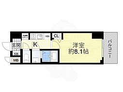 プレサンス谷町九丁目駅前 1Kの間取図画像