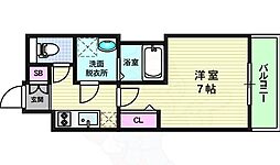 ファーストレジデンス玉造 6階1Kの間取り