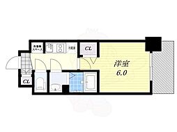 プレサンス長堀通グレイタス 1Kの間取図画像