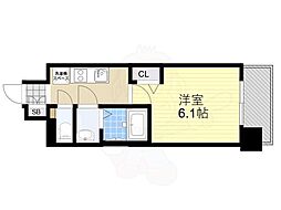 プレサンス緑橋ソレアス 11階1Kの間取り