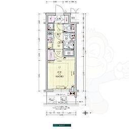 Osaka Metro谷町線 天満橋駅 徒歩5分の賃貸マンション 11階1Kの間取り