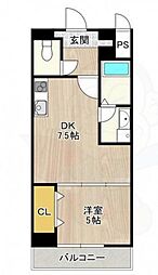 エレガンスレイヴ 3階1DKの間取り