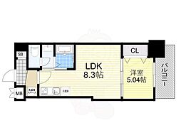 Osaka Metro今里筋線 緑橋駅 徒歩13分の賃貸マンション 3階1LDKの間取り