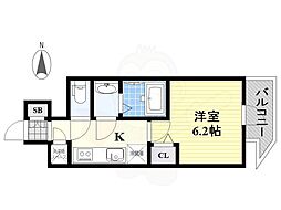 JR大阪環状線 鶴橋駅 徒歩4分の賃貸マンション 5階1Kの間取り
