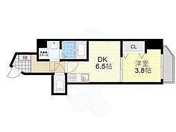 おおさか東線 放出駅 徒歩11分の賃貸マンション 11階1DKの間取り