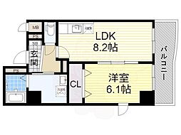 近鉄大阪線 布施駅 徒歩4分の賃貸マンション 1階1LDKの間取り