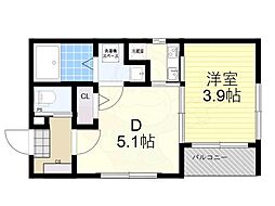 Osaka Metro千日前線 小路駅 徒歩4分の賃貸アパート 3階2Kの間取り