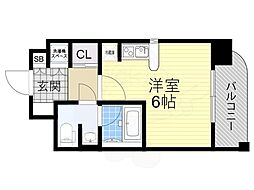 レジュールアッシュ長堀通南 7階ワンルームの間取り