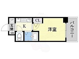 エスリード上本町北 5階1Kの間取り