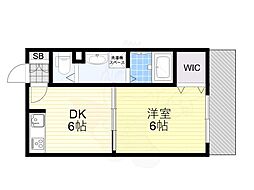 Osaka Metro千日前線 小路駅 徒歩5分の賃貸アパート 2階1DKの間取り