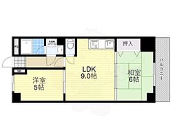 Osaka Metro千日前線 小路駅 徒歩7分の賃貸マンション 4階2LDKの間取り
