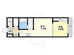 JR大阪環状線 寺田町駅 徒歩10分の賃貸マンション 2階1LDKの間取り