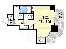 Osaka Metro谷町線 谷町四丁目駅 徒歩1分の賃貸マンション 7階1Kの間取り
