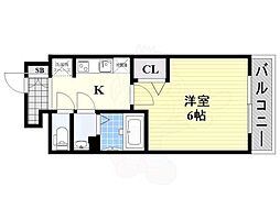 ファステート大阪上本町ソーレ 1Kの間取図画像