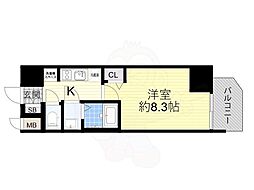 プレサンス谷町九丁目駅前 1Kの間取図画像