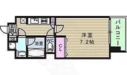 アーバネックス谷町2 1Kの間取図画像