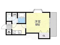久宝 1Kの間取図画像