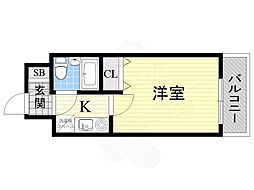 エスリード森ノ宮第2 1Kの間取図画像