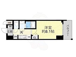 プレサンス谷町九丁目駅前 1Kの間取図画像