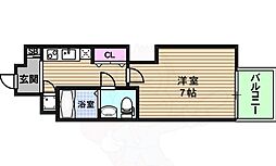 アドバンス上町台ラシュレ 1Kの間取図画像