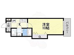 Luxe天王寺 1Kの間取図画像