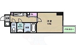 プレミアムコート谷町4丁目 1Kの間取図画像