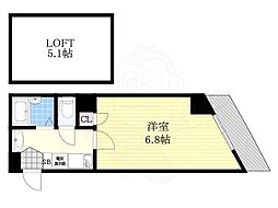 プレアデス寺田町 1Kの間取図画像