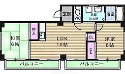 ニューハイツアサヒ 2LDKの間取図画像