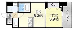 ヴィーナス今里 1DKの間取図画像