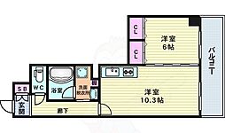 サージュ天王寺 1LDKの間取図画像