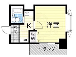 セレッソコート大阪城前 1Kの間取図画像