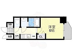 プレサンス新深江ディレット 1Kの間取図画像