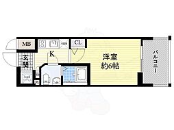 エスリード大阪NAGAHORIGATE 1Kの間取図画像