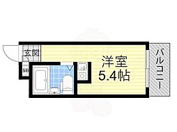パークサイド上本町駅前 ワンルームの間取図画像