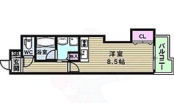 サージュ天王寺 ワンルームの間取図画像