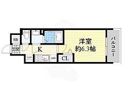 プレサンス上町台筆ヶ崎NORTH 1Kの間取図画像