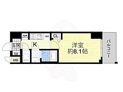 プレサンス谷町九丁目駅前 1Kの間取図画像