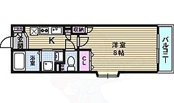 クレール玉造 1Kの間取図画像