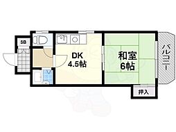 玉造末広ビル 1DKの間取図画像
