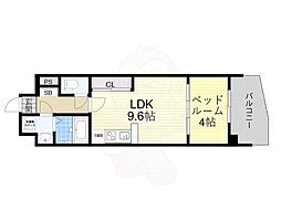 セレッソコート上本町EAST 1LDKの間取図画像