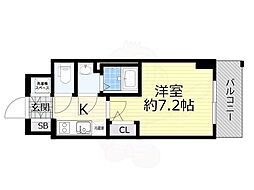 エスリード大阪上本町ブランシュ 1Kの間取図画像